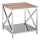 image 2 of Solid Oak Surface Lamp Table, Sleek Modern Bedside Table, Polished Stainless Steel Frame Lamp Table Cream