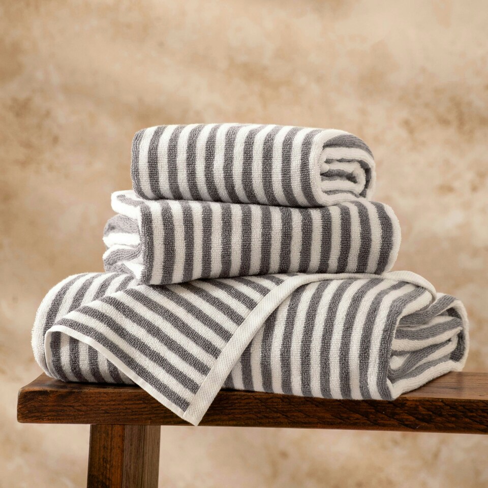 image 1 of Yard Hebden Striped Cotton Grey Hand Towel Multi