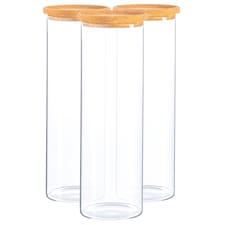 Argon Tableware Glass Storage Jars with Cork Lids - 2 Litre - Pack of 3