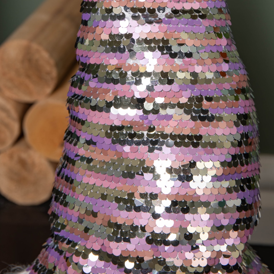 image 1 of 46cm Plush Christmas Bearded Gonk with Pink & Silver Sequined Hat Christmas Decoration