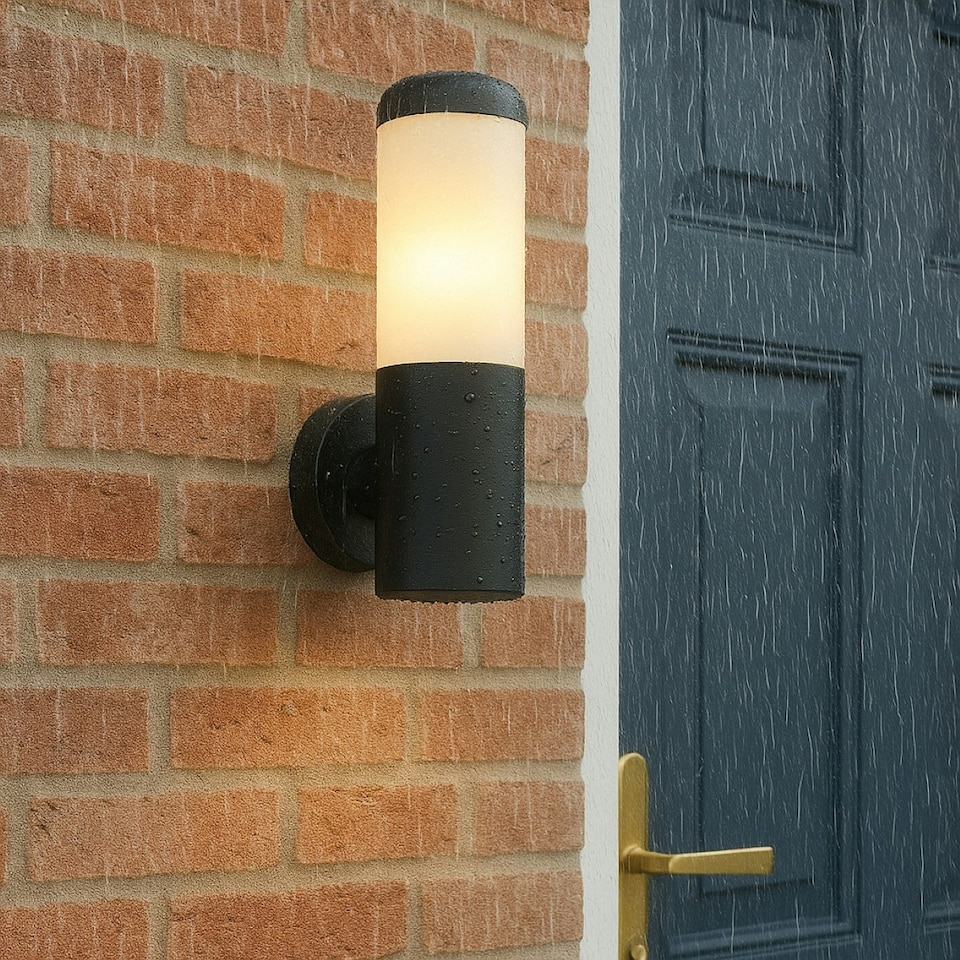image 1 of CGC HUMERA Round Cylinder Black Outdoor Wall Light Black