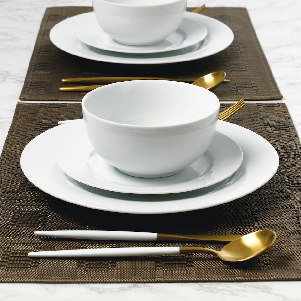 image 1 of 24pc White Rimmed Dinner Set