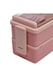 image 8 of Living and Home Dual-Layer Plastic Bento Lunch Box with Cutlery | Pink