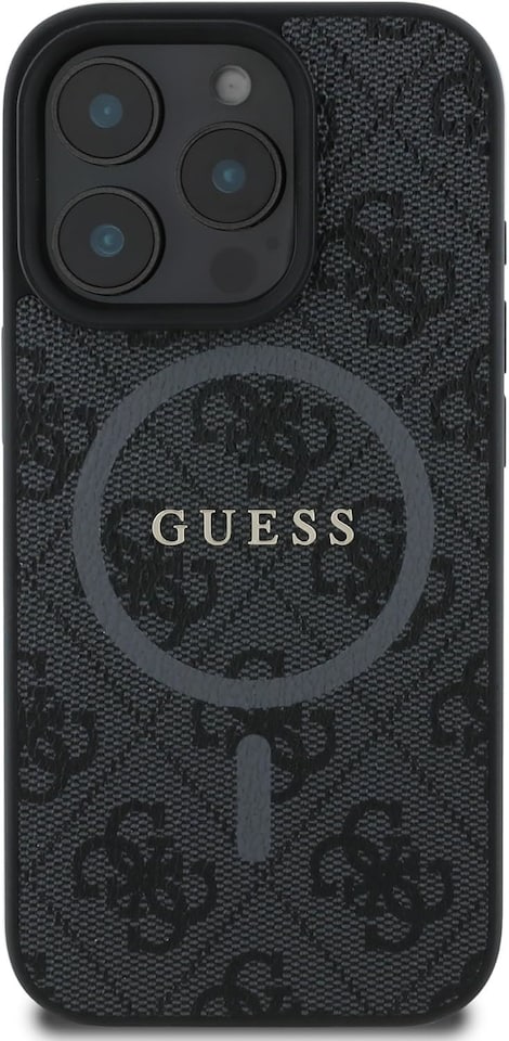 image 1 of Guess PU Leather 4G Coloured Ring Case with MagSafe for iphone 16 Pro 6.3 Black - GUHMP16LG4GFRK