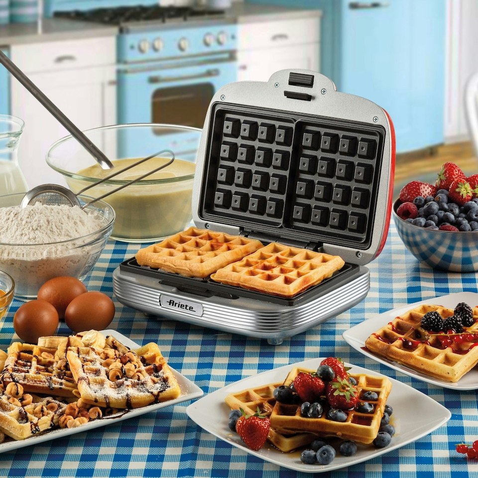 image 1 of Ariete 1973 Retro Style Waffle Maker, 700W, Red