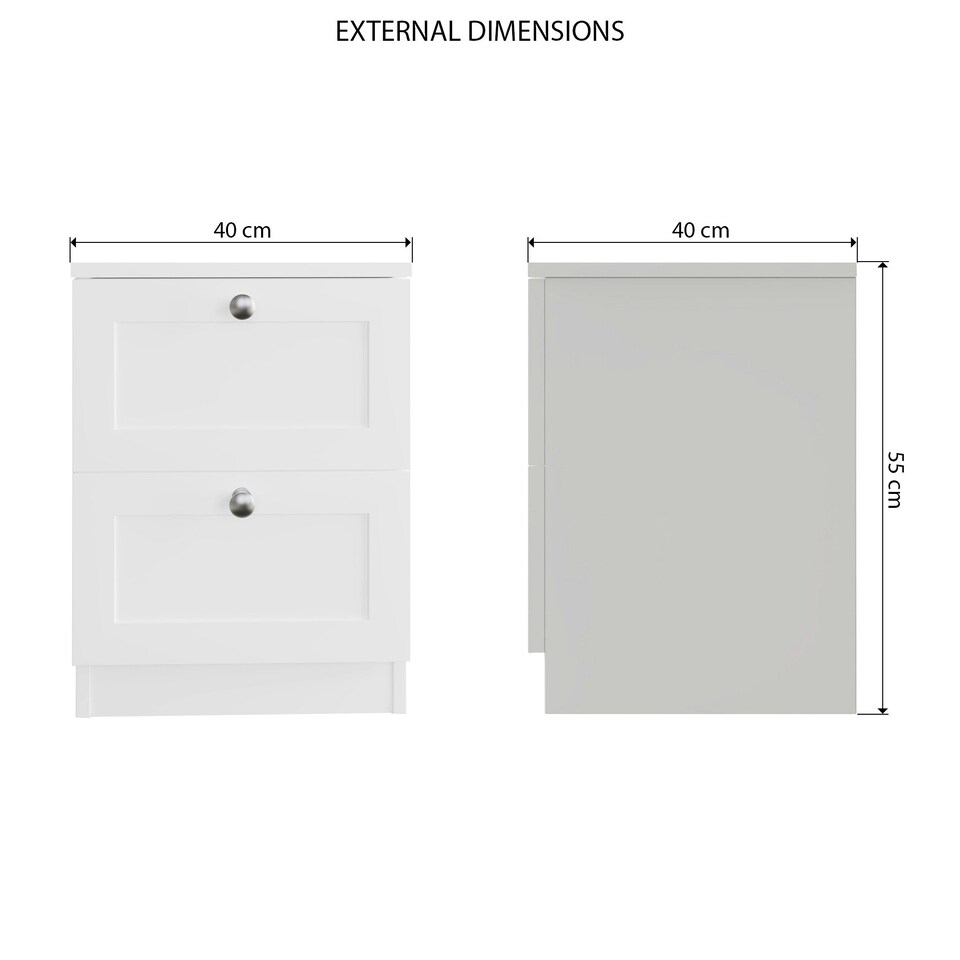 image 1 of FWStyle Artus Shaker 2 Drawer Bedside Table Nightstand Matt White