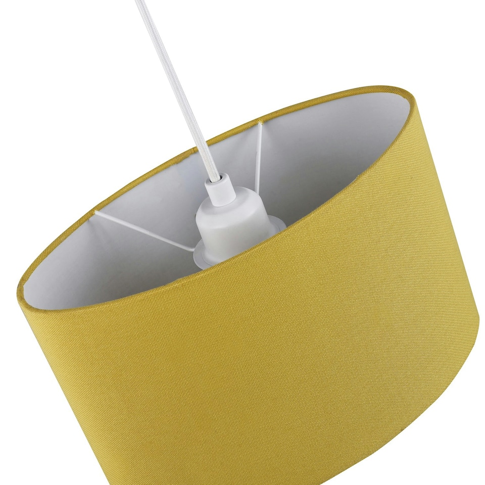 image 1 of Contemporary and Stylish Mustard Ochre Linen Fabric Oval Lamp Shade - 30cm Width Yellow