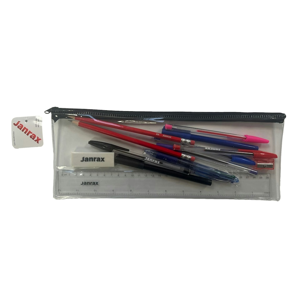 image 1 of Stationery Filled Black Zip 13x5" Pencil Case