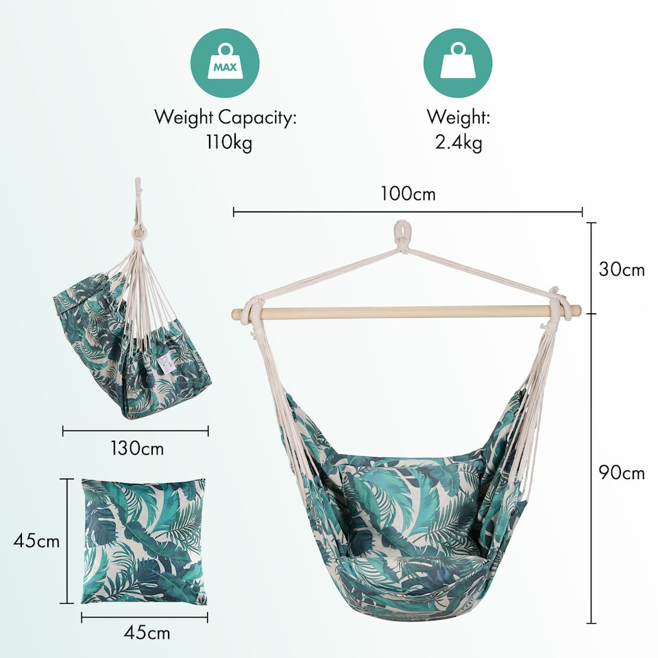 image 1 of Vonhaus Seville Outdoor Hanging Chair with Attachments