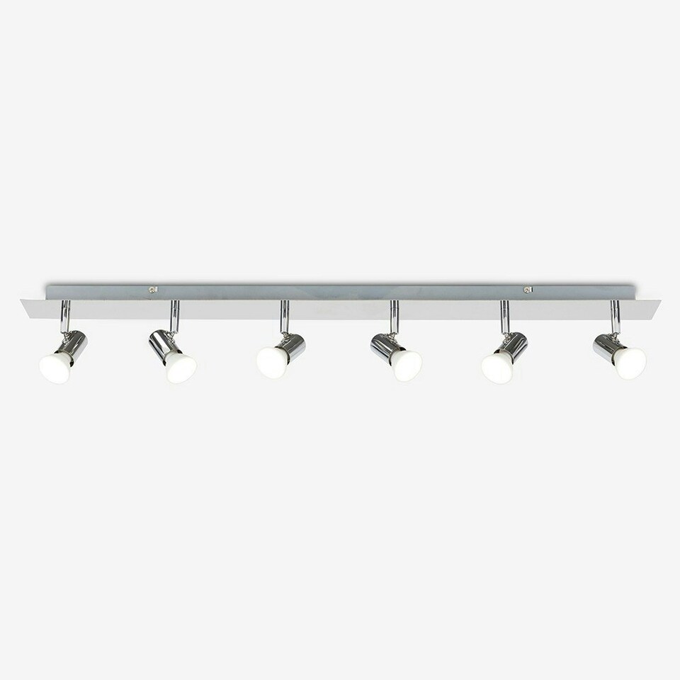 image 1 of ValueLights Polished Chrome 6 Way Adjustable GU10 Ceiling Spotlight - Complete with 5w LED Bulbs 6500K Cool White