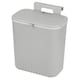 image 2 of Dihl 9 Litre Hanging Trash Bin with Lid, Wall Mounted Garbage Can Kitchen Compost Bin, Plastic Rubbish Bin Wastebasket for Cupboard, Cabinet Door, Bathroom, Bedroom, Offices - Grey | Grey