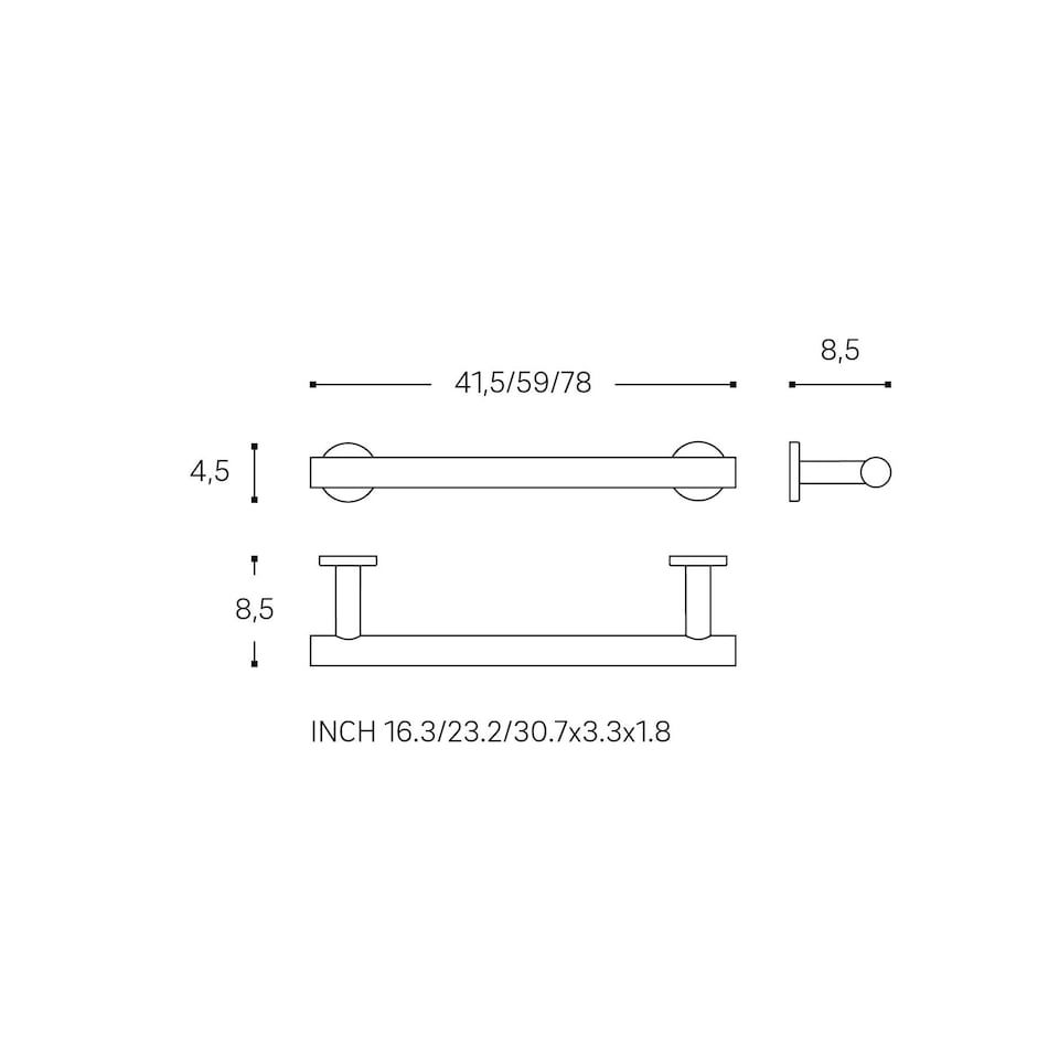image 1 of Cosmic Wall Mounted Towel Rail Chrome Design & Round Shape Grey for Bathroom