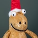 image 7 of 60cm Tall Gold Plush Zilla Dino Sitting Christmas Decoration with Santa Hat