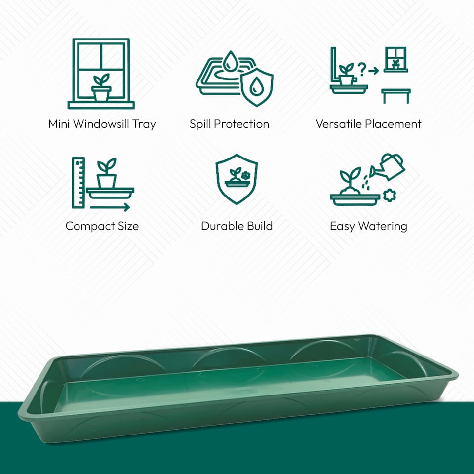 image 1 of 55cm Windowsill Plant Tray Plastic Drip Tray for Indoor Outdoor Plant Pots Pack of 7