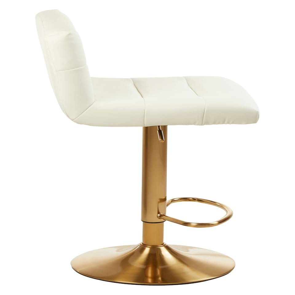 image 1 of Interiors by Premier Height Adjustable White Seat Bar Stool, Comfort And Stable Counter Stool, Elegant Contemporary Bar Stool