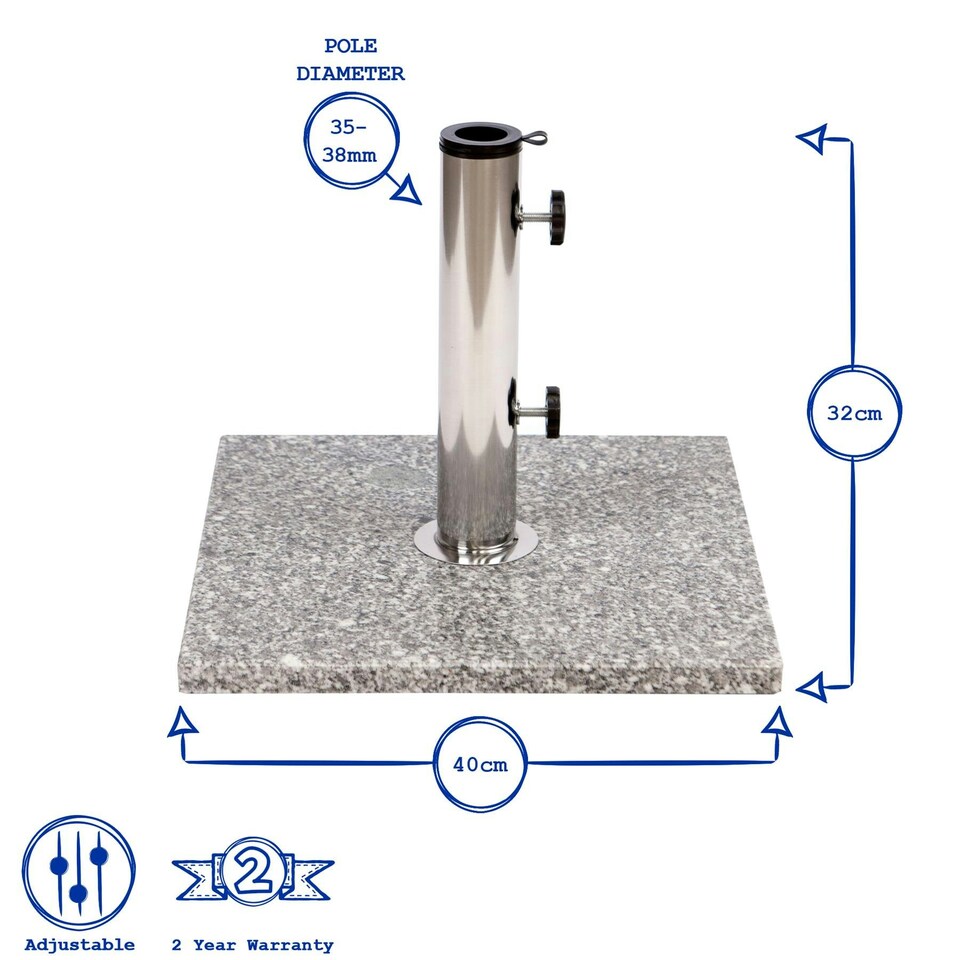 image 1 of Redwood Square Granite Parasol Base - 10kg - Grey