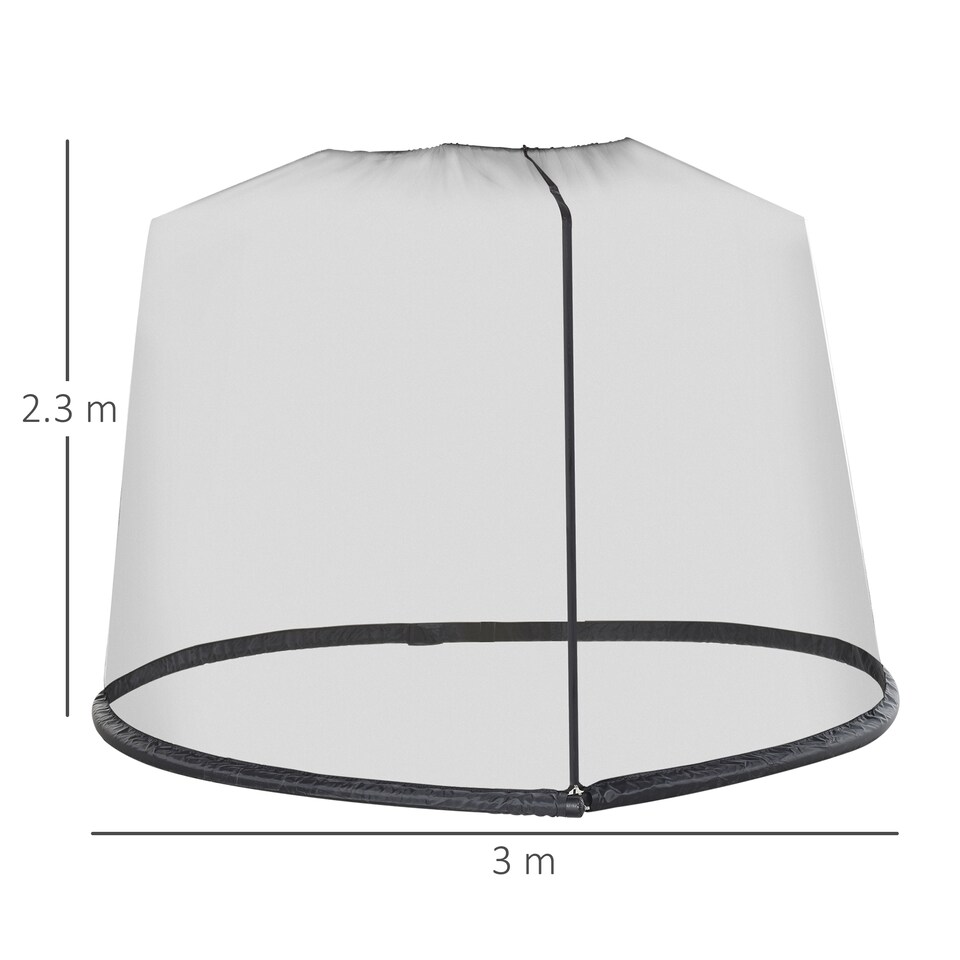 image 1 of Outsunny Outdoor Garden Umbrella Table Screen, 2.3 m Parasol Bug Mosquito Net Cover with Zipped Door, Patio Mosquito Netting Cover with Water Fillable Tube at Base, Black
