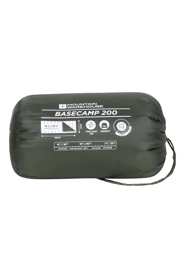 image 1 of Mountain Warehouse Basecamp 200 Square Sleeping Bag Insulated 1-2 Season Camping Bed