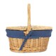 image 3 of Child's Oval Lined Lidded Wicker Picnic Basket with Lining | Blue | Blue | One Size