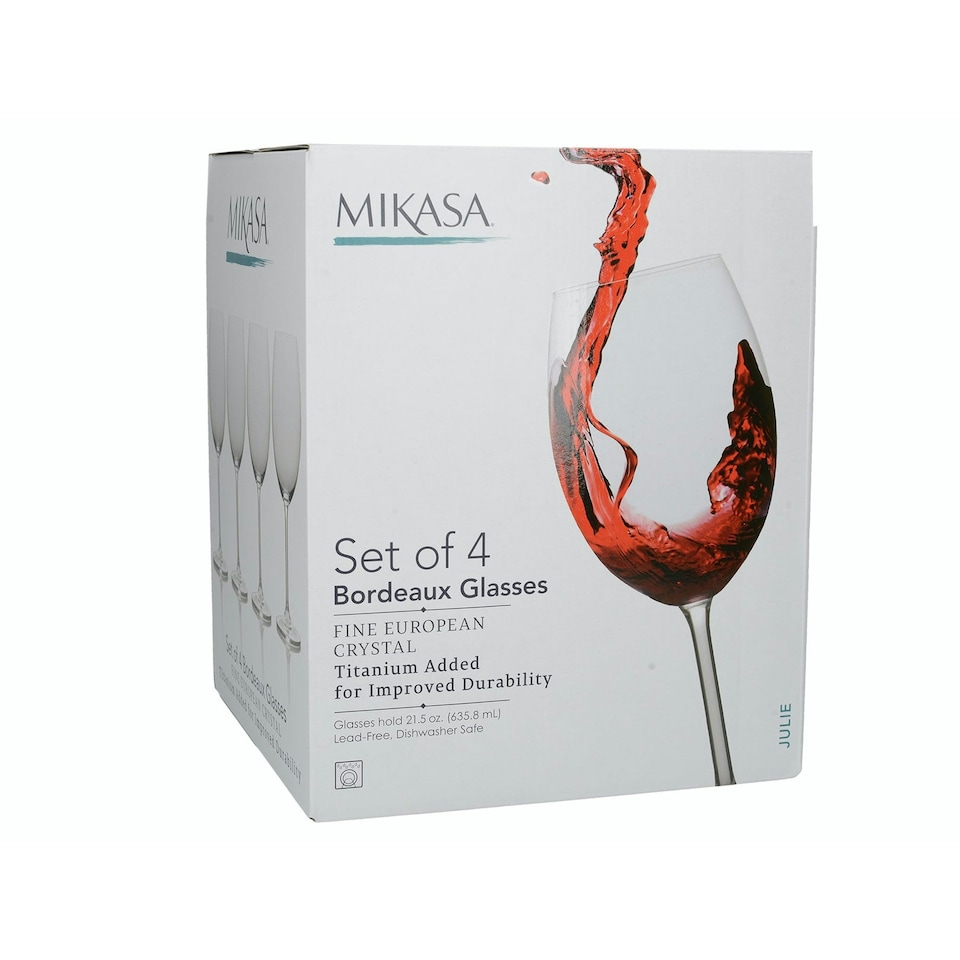 image 1 of Mikasa Wine Glass Set Clear Bordeaux Crystal Set of 4
