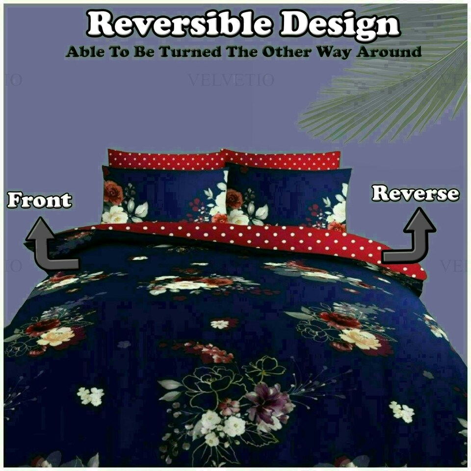 image 1 of Eden Floral Printed Duvet Cover Set Reversible Polycotton Beddings Multi | King