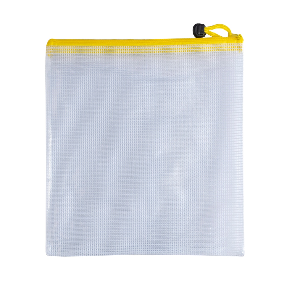 image 1 of Pack of 12 A5 Yellow PVC Mesh Zip Bags