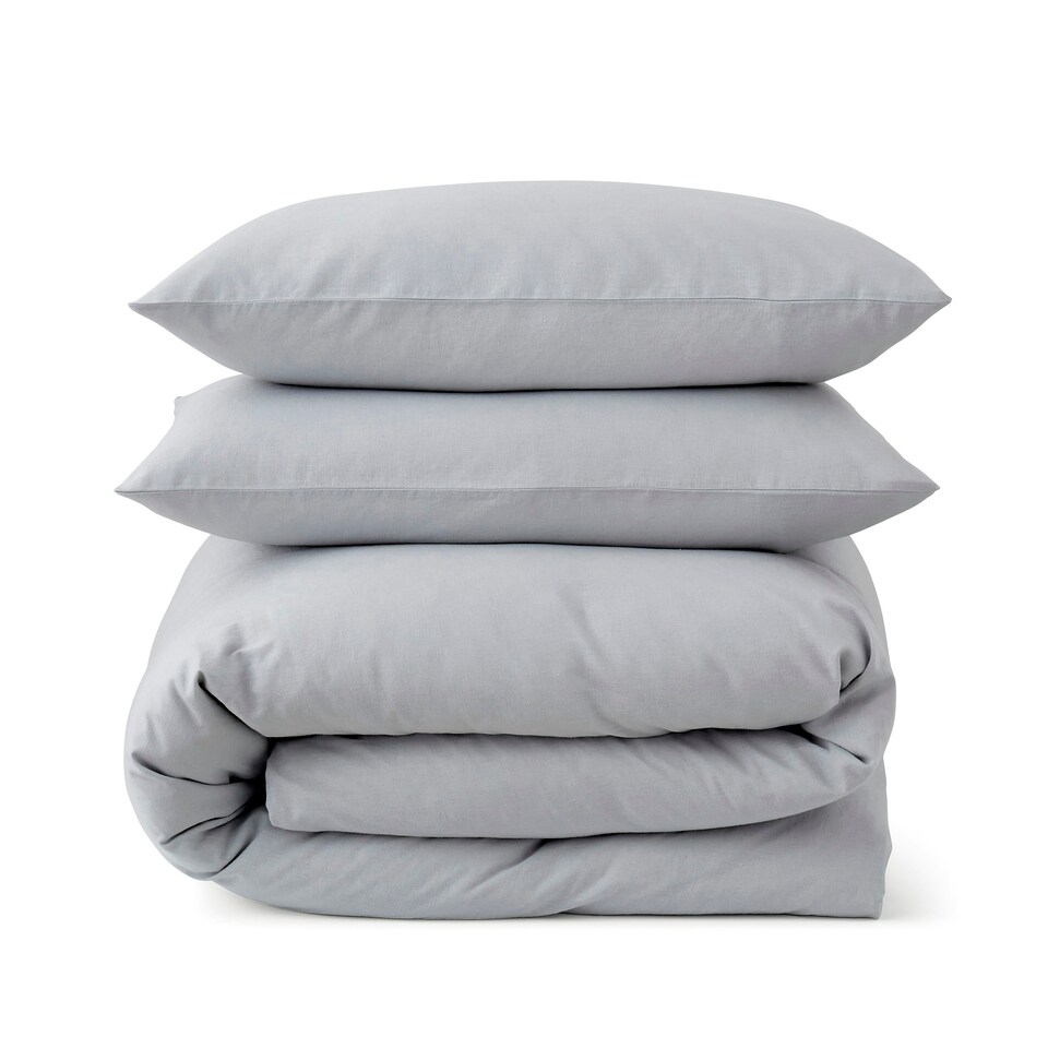 image 1 of Touch Of Linen - Ice Blue - Duvet Cover Set (Includes 2 Pillowcases - 1 For Single) Blue | Ice Blue | Double