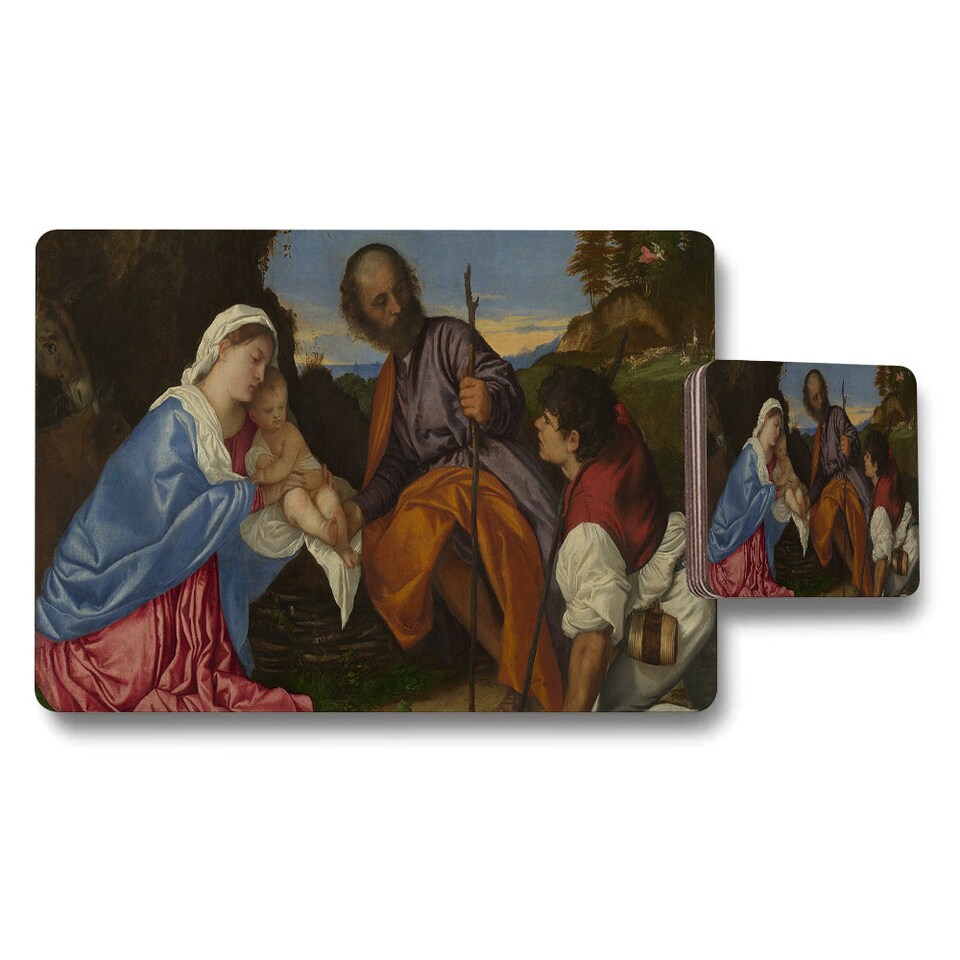 image 1 of Nativity Scene Placemat And Coaster Set With Mary And Baby Jesus