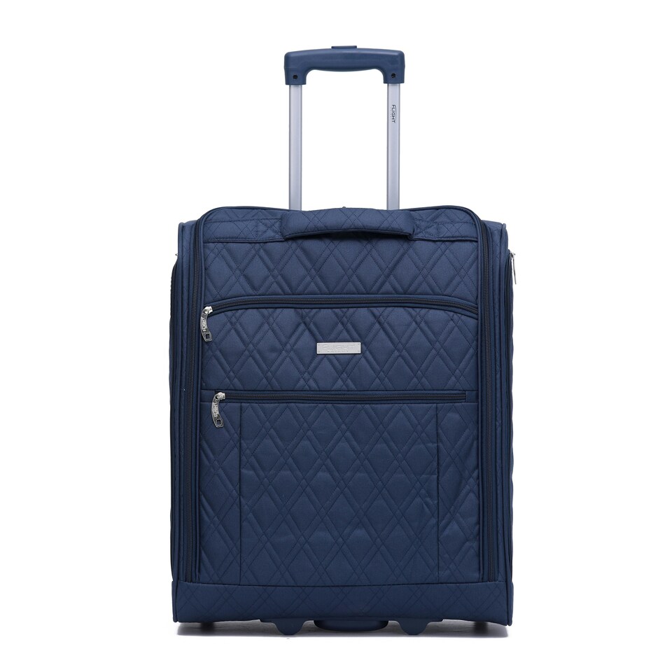 image 1 of Flight Knight 56x45x25cm easyJet & British Airways Large Carry On Approved Maximum Size Hand Luggage - 2 Wheels - Lightweight Durable Textile Cabin Suitcase Blue | Navy | Cabin Bag