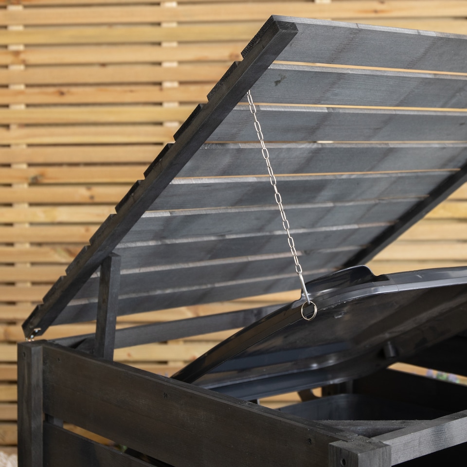 image 1 of 74cm x 1.16m Outdoor Wooden Garden Wheelie Bin Store Storage for 1 Bin in Anthracite