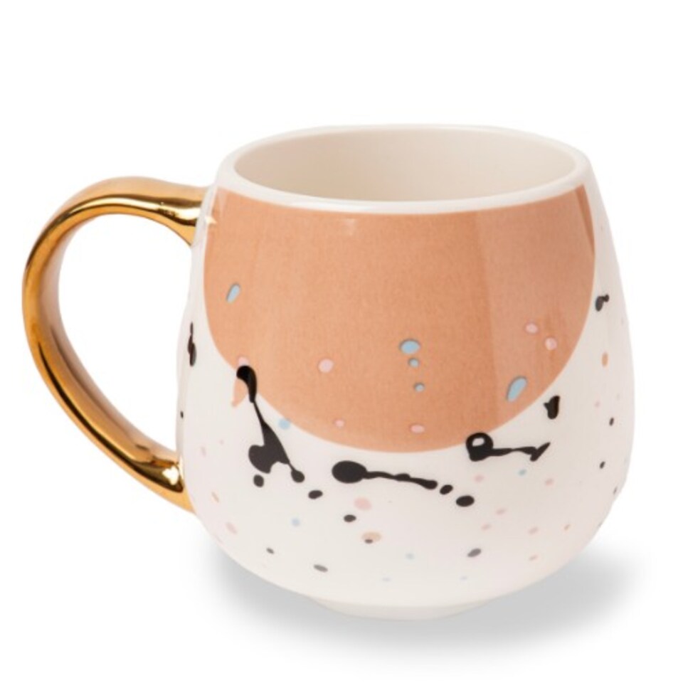 image 1 of Elegant Polka Dot Mug with Gold Handle 400ml | Blue | 1 - Blue | 1