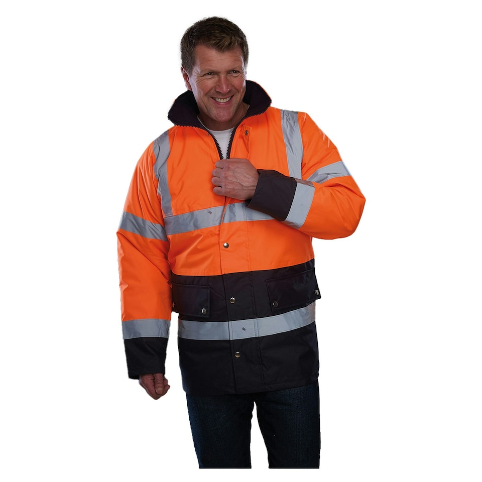 image 1 of Yoko Mens Motorway Two Tone High-Vis Jacket - Orange/Navy - L