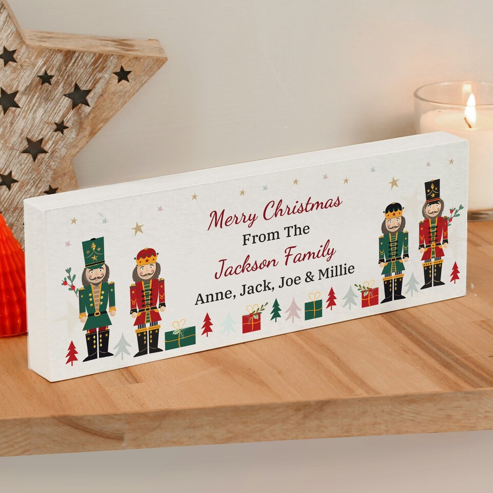 image 1 of Personalised Christmas Nutcracker Wooden Mantel Decoration