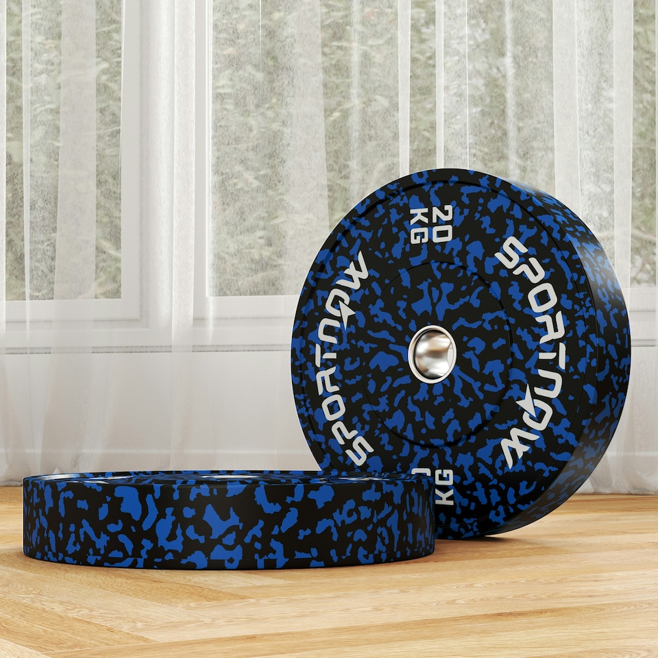image 1 of SPORTNOW Olympic Weight Plates with 5cm Holes, for Weight Lifting, 2 x 20kg