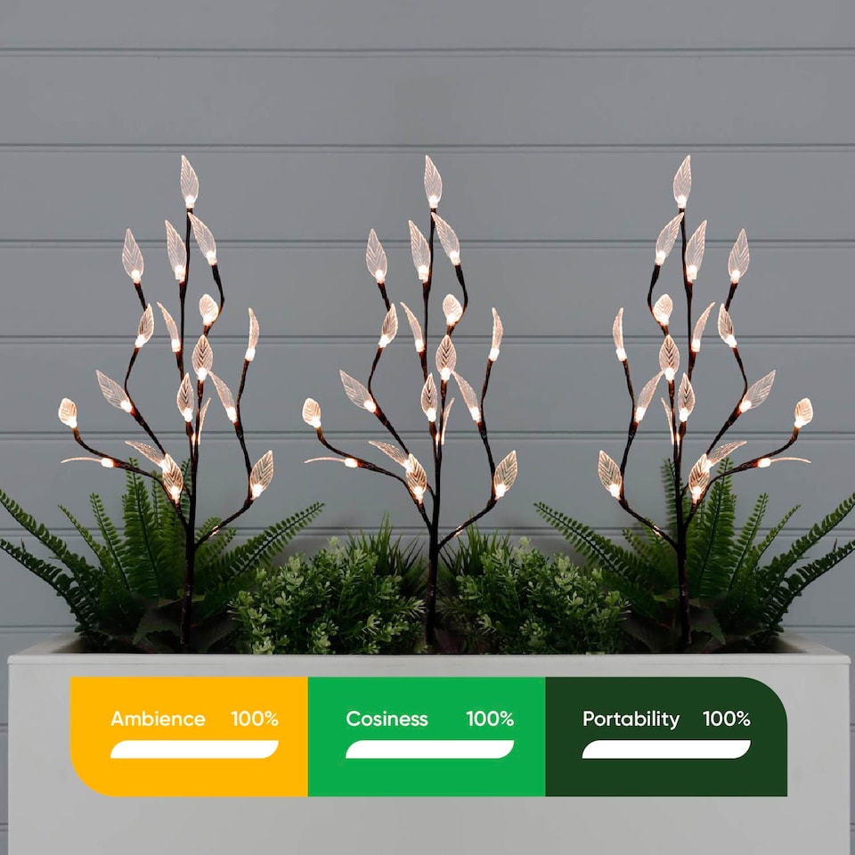 Gardenwize 60 White LED Solar Tree Lights (Set of 3) - Tesco Groceries