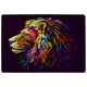 image 1 of Abstract, multicolored profile portrait of a lion's head on a purple background in popart style (Rug) Multi | M