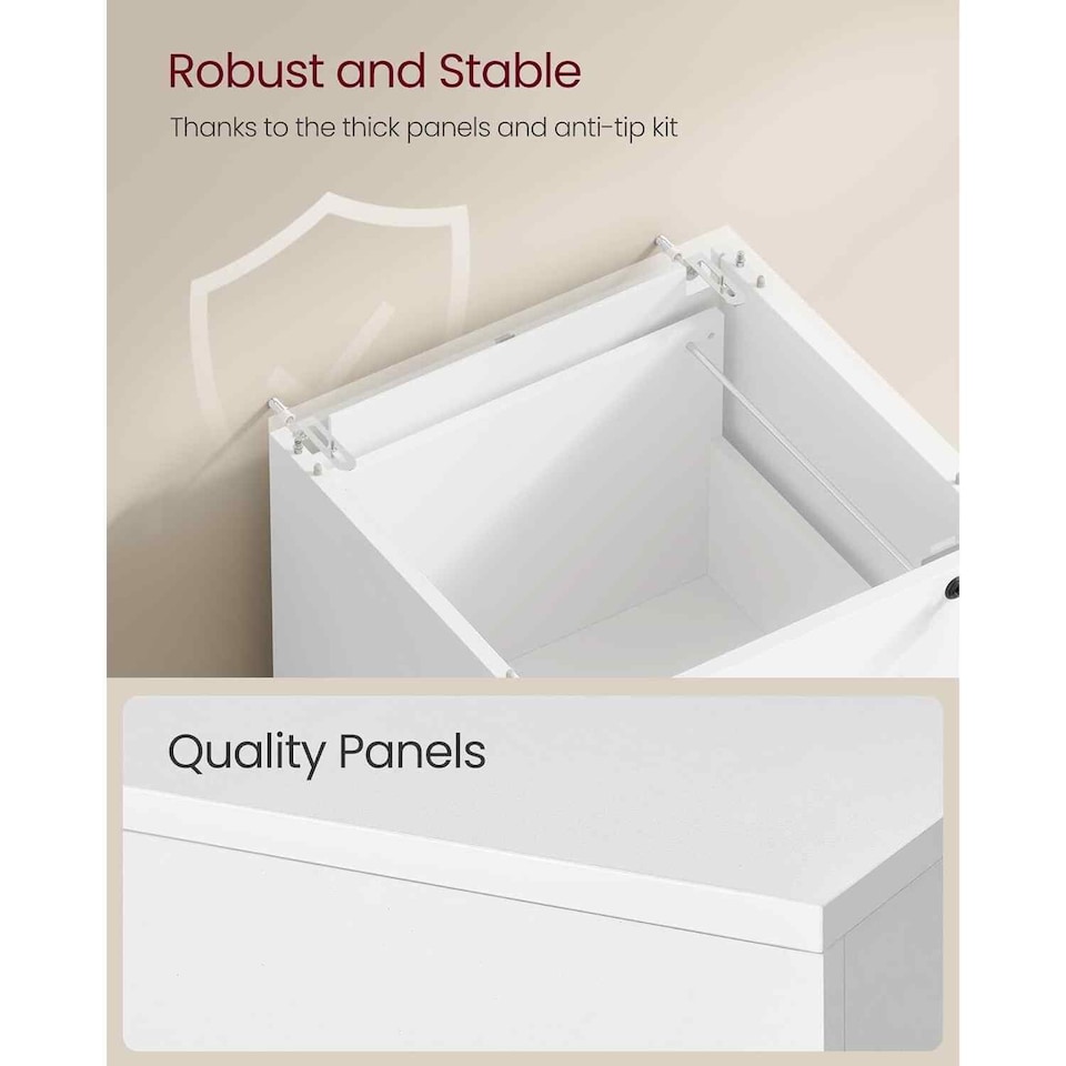 image 1 of Home Office File Cabinet with 4 Lockable Drawers, Printer Stand and Hanging File Storage, Cloud White