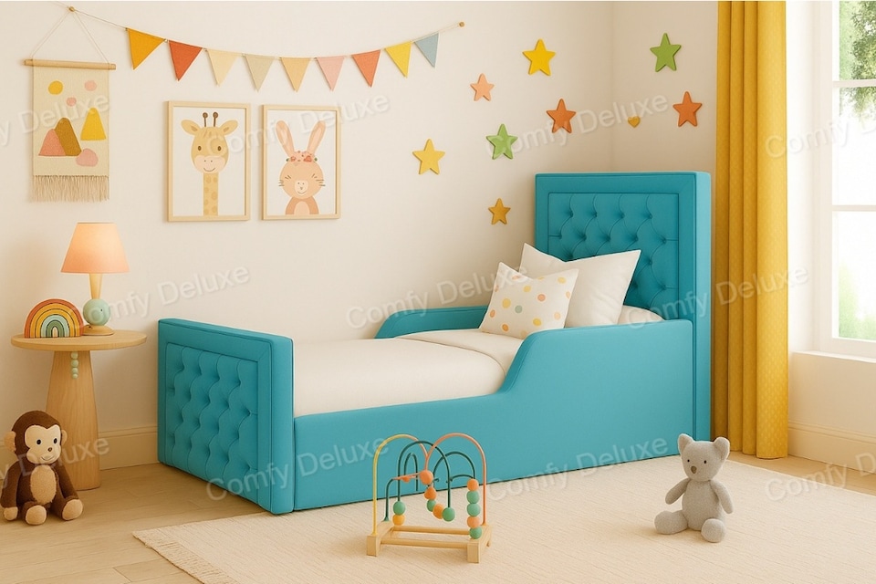 image 1 of Children's 4ft Kids Plush Studded Sky Blue Frame Plush