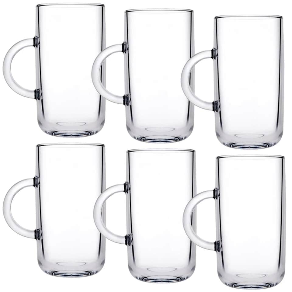 image 1 of 6 Pcs Iconic Glass Mugs Coffee Tea Cup Set Hot Drinks Handle | Clear | Clear