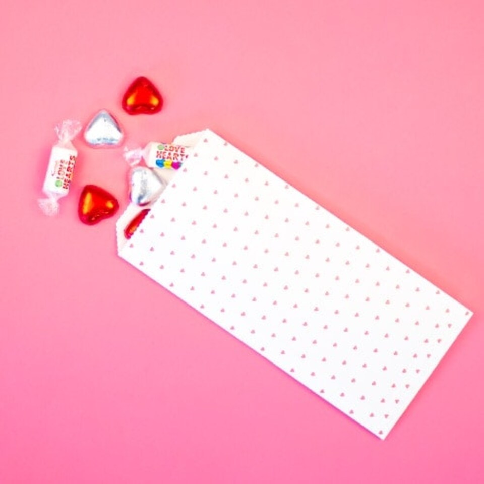 Red Hearts Paper Treat Bags with Twist Ties - Pack of 8