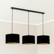 image 2 of ValueLights Reni Black & Gold Drum Shade 3 Drop Bar Matte Black Diner Ceiling Pendant Light Black