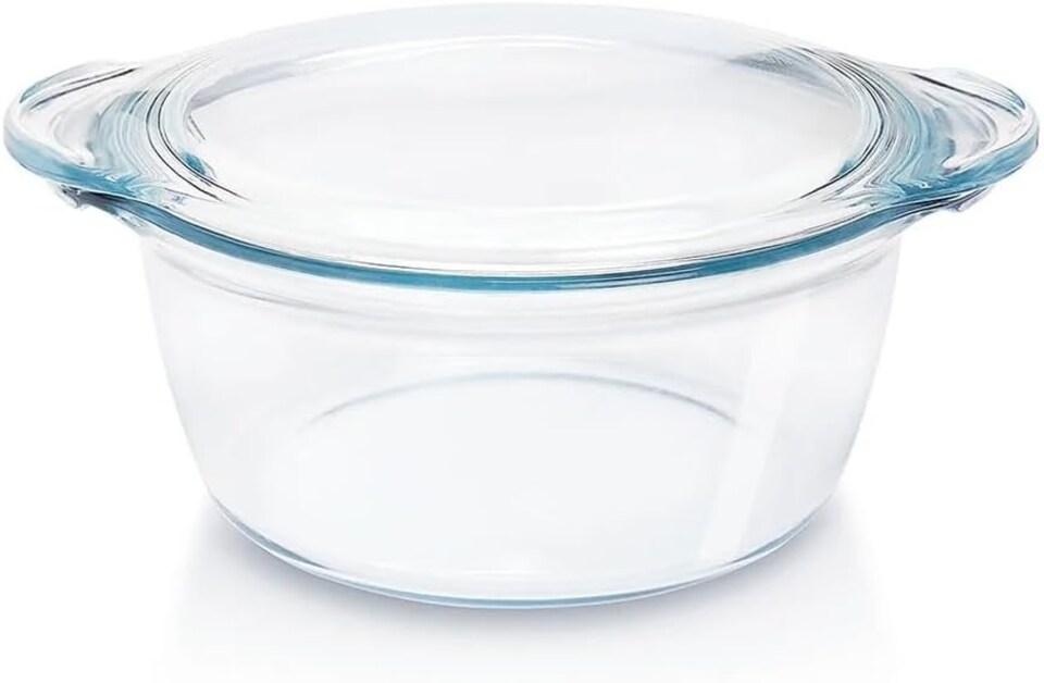 image 1 of Borosil Deep Round Glass Casserole with Lid (1.2 Litre), Transparent, Oven & Microwave Safe Serving Bowl