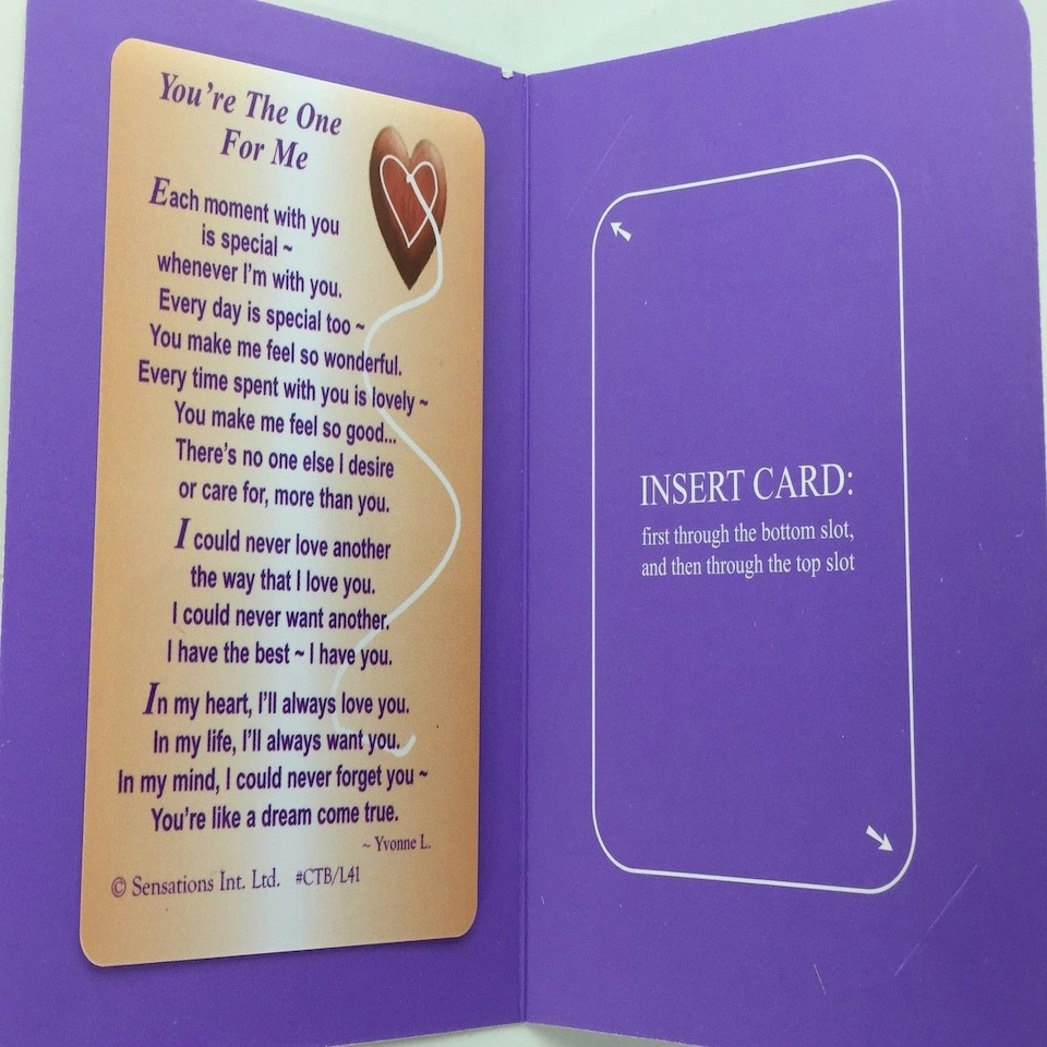 image 1 of You`re The One For Me...Wallet Card (Sentimental Keepsake Wallet / Purse Card)
