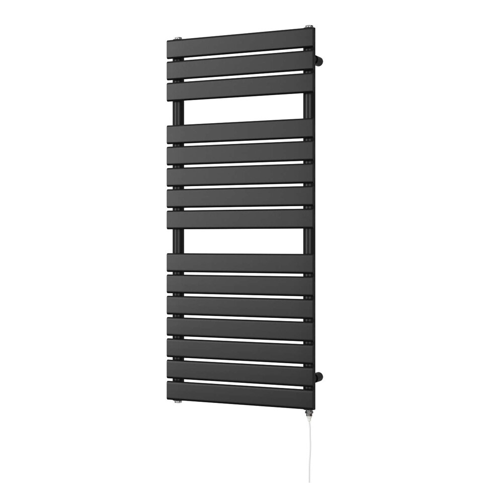 image 1 of Typhoon Electric Towel Rail Standard Heated Bathroom Radiator - Black (H) 1156mm x (W) 500mm - 600W