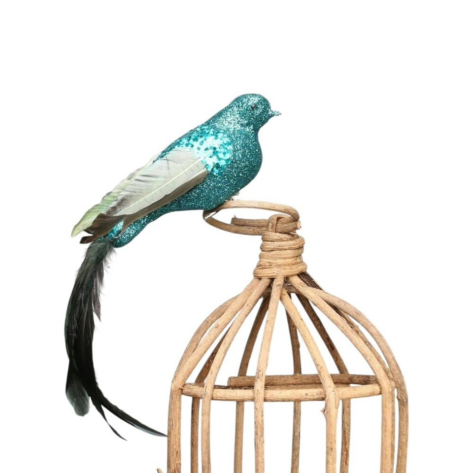 image 1 of Large Decorative Blue Paradise Bird With Clip - 35cm