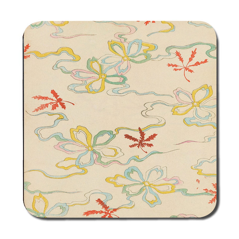 image 1 of Set of 12 Placemats and Coasters with Designer Artwork and Wood Bottom