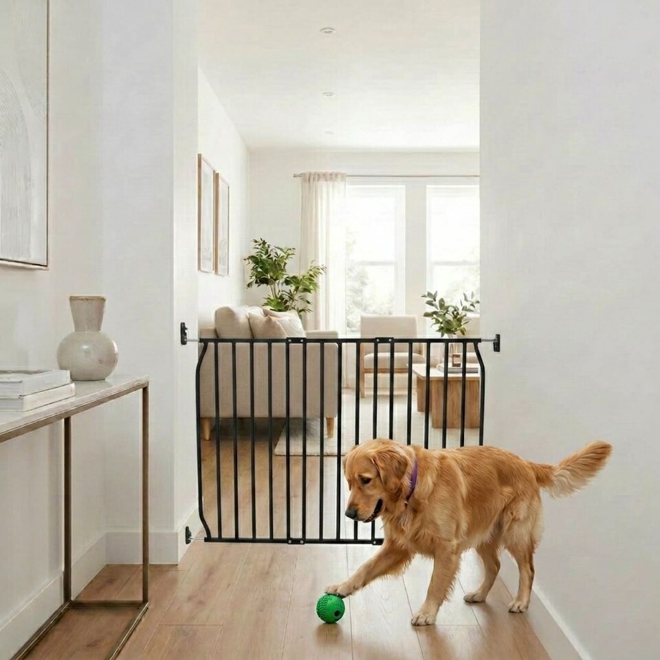 image 1 of Safetots Eco Screw Fit Baby Gate, Black, 70cm - 80cm, Stair Gate for Toddler and Baby, Screw Fit Safety Barrier