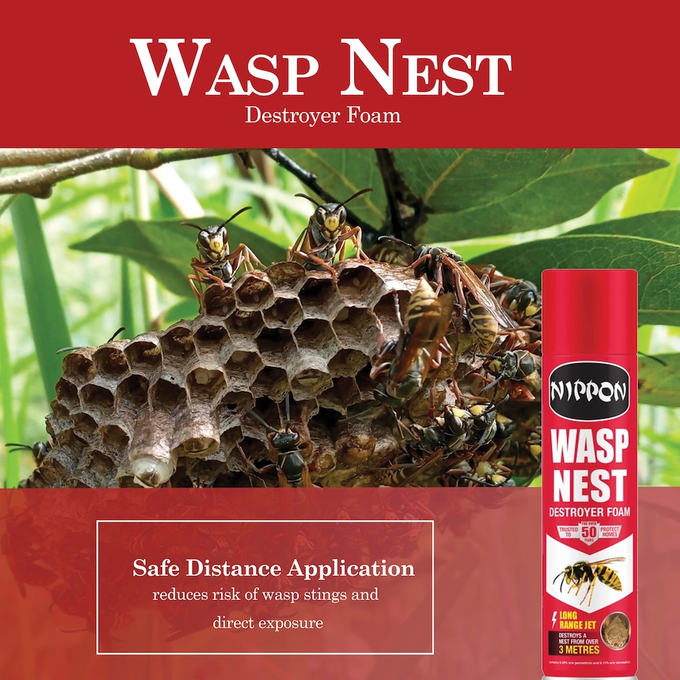 image 1 of Nippon Ant Killer Powder 500g and Wasp Nest Destroyer Foam 300ml Fast Acting Indoor and Outdoor Insect Control