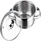 image 1 of Vinod Cookware Two Tone Stainless Steel Sauce Pot with Glass Lid - Steam Vent, Sturdy Handle Induction Bottom (14cm , 1 ltr) N/A