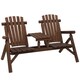 image 2 of Outsunny Wood Patio Chair Bench 2 Seats with Centre Coffee Table, Garden Bench for Lounging and Relaxing Outdoors, Carbonized